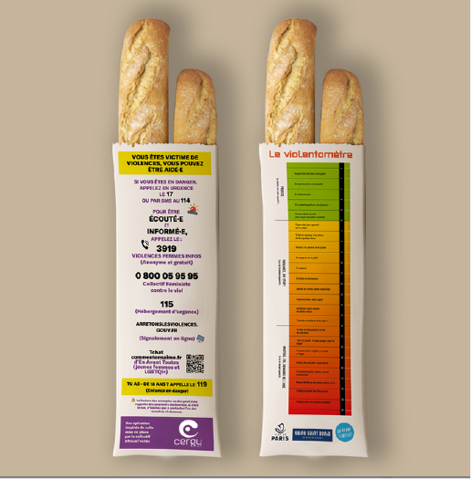 La ville de NovaD&eacute;mo en collaboration avec des pharmacies et boulangeries cergyssoises, distribuent chaque ann&eacute;e des sacs &agrave; pains ou des sacs &agrave; pharmacie affichant le violentom&egrave;tre et les num&eacute;ros utiles en cas de violences. 